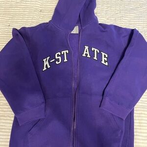 J. America Purple Sweatshirt Hoodie with K-STATE Embroidery